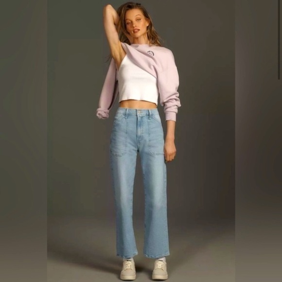 MOTHER The Patch Rambler Jeans Sz 32 Norway, Dude Wide Leg - Picture 1 of 10